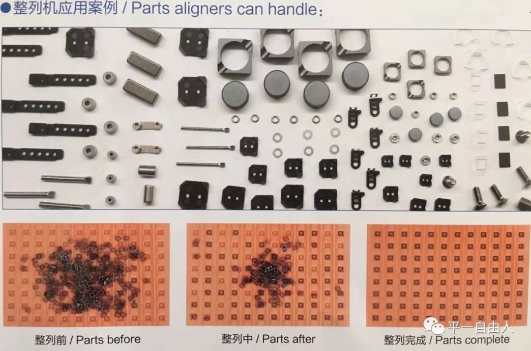 各种型号的精密零件排列